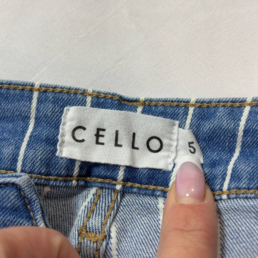 Cello bell bottom pin stripe blue jeans size 5 - Picture 2 of 10